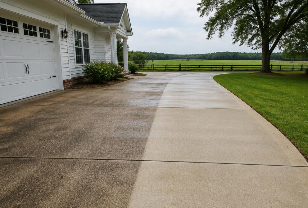 Pressure washing on a rural Kentucky property